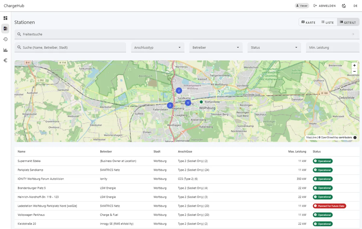 The operator dashboard: fleet map, live status tiles, and the KPI strip